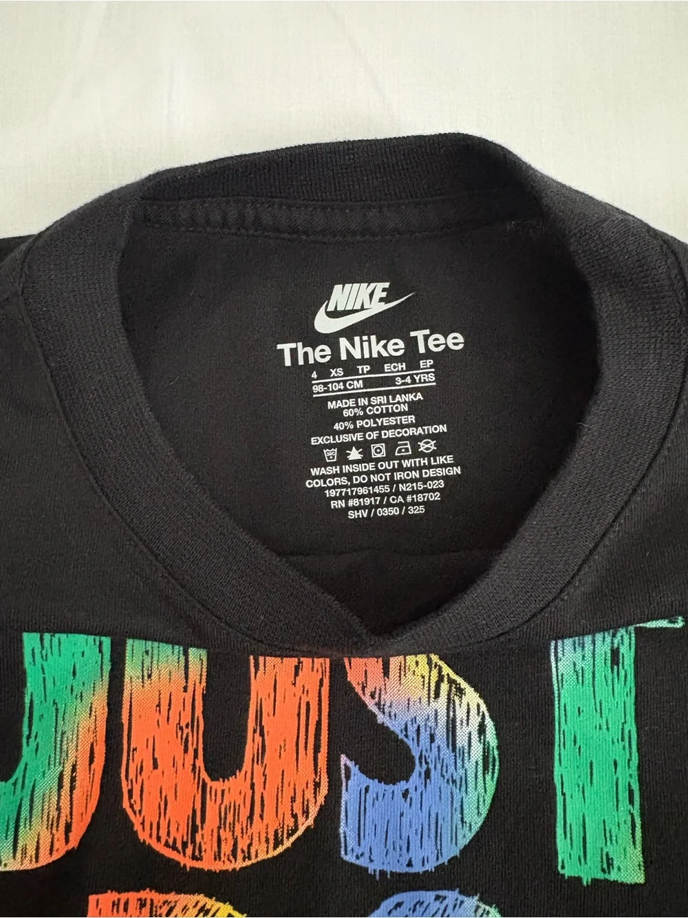 Nike Kids Black Long-Sleeve Tee with Multicolor 